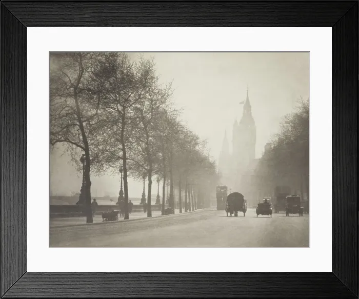 Framed Print : Winter sunshine, Victoria embankment. From the album: Photograph album - London, 1920s. Creator: Harry Moult Framed Print : Winter sunshine, Victoria embankment. From the album: Photograph album - London, 1920s. Creator: Harry Moult