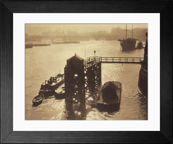 Framed Print : Blackfriars Pier. From the album: Photograph album - London, 1920s. Creator: Harry Moult Framed Print : Blackfriars Pier. From the album: Photograph album - London, 1920s. Creator: Harry Moult