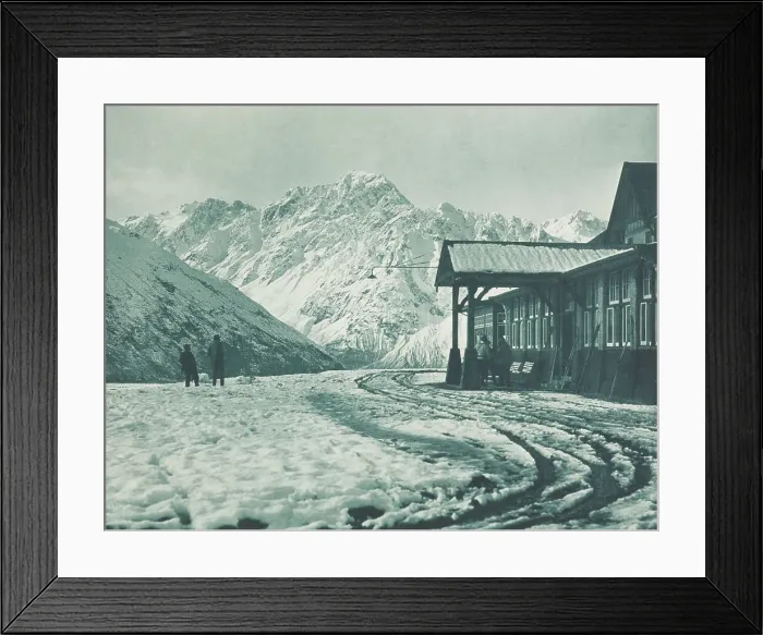 Framed Print : Early morning, The Hermitage, Mt Cook district. From the album: Record Pictures of New Zealand, 1920s Creator: Harry Moult Framed Print : Early morning, The Hermitage, Mt Cook district. From the album: Record Pictures of New Zealand, 1920s Creator: Harry Moult