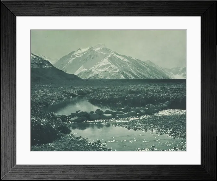 Framed Print : In the Tasman Valley. From the album: Camera Pictures of New Zealand, 1920s. Creator: Harry Moult Framed Print : In the Tasman Valley. From the album: Camera Pictures of New Zealand, 1920s. Creator: Harry Moult