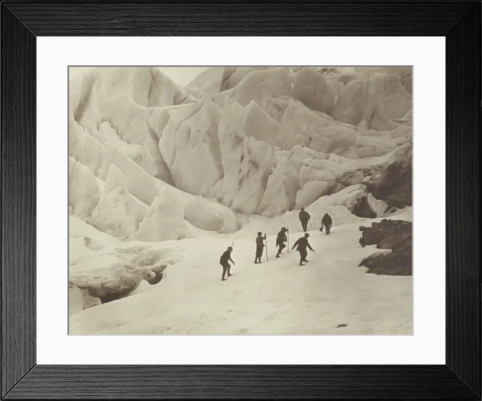 Framed Print : On the Stocking Glacier, Mt Cook district. From the album: Record Pictures of New Zealand, 1920s. Creator: Harry Moult Framed Print : On the Stocking Glacier, Mt Cook district. From the album: Record Pictures of New Zealand, 1920s. Creator: Harry Moult