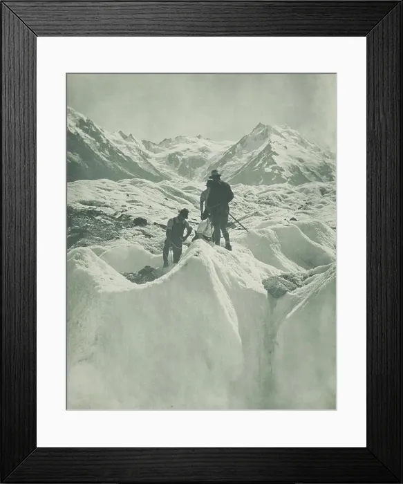 Framed Print : On the Hochstetter Glacier, 1920s. Creator: Harry Moult Framed Print : On the Hochstetter Glacier, 1920s. Creator: Harry Moult