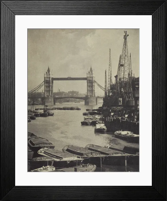 Framed Print : The pool and Tower Bridge. From the album: Photograph album - London, 1920s. Creator: Harry Moult Framed Print : The pool and Tower Bridge. From the album: Photograph album - London, 1920s. Creator: Harry Moult