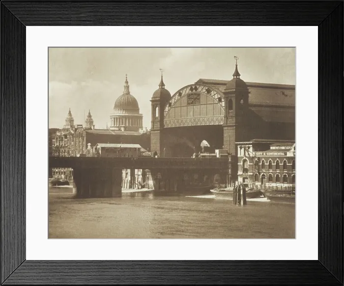 Framed Print : [Railway station and bridge]. From the album: Photograph album - London, 1920s. Creator: Harry Moult