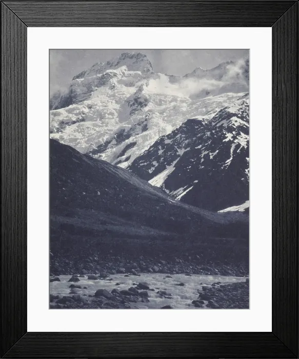 Framed Print : Mt Sefton from the Hooker Bridge. From the album: Record Pictures of New Zealand, 1920s. Creator: Harry Moult Framed Print : Mt Sefton from the Hooker Bridge. From the album: Record Pictures of New Zealand, 1920s. Creator: Harry Moult