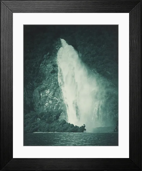 Framed Print : The Bowen Fall, Milford Sound. From the album: Record Pictures of New Zealand, 1920s. Creator: Harry Moult