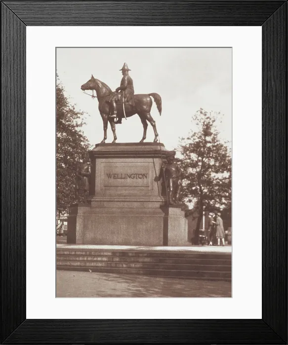 Framed Print : Wellington's Statue. From the album: Photograph album - London, 1920s. Creator: Harry Moult Framed Print : Wellington's Statue. From the album: Photograph album - London, 1920s. Creator: Harry Moult