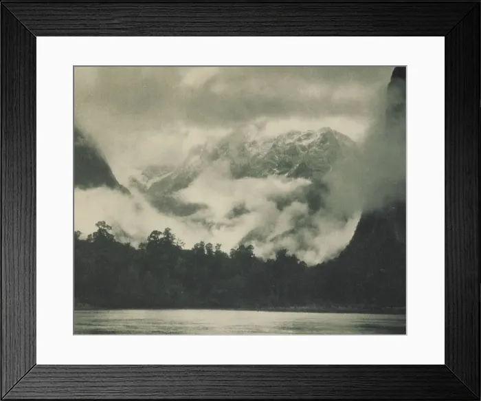 Framed Print : Mountain mists, Lake Ada, Milford Sound, 1920s. Creator: Harry Moult Framed Print : Mountain mists, Lake Ada, Milford Sound, 1920s. Creator: Harry Moult