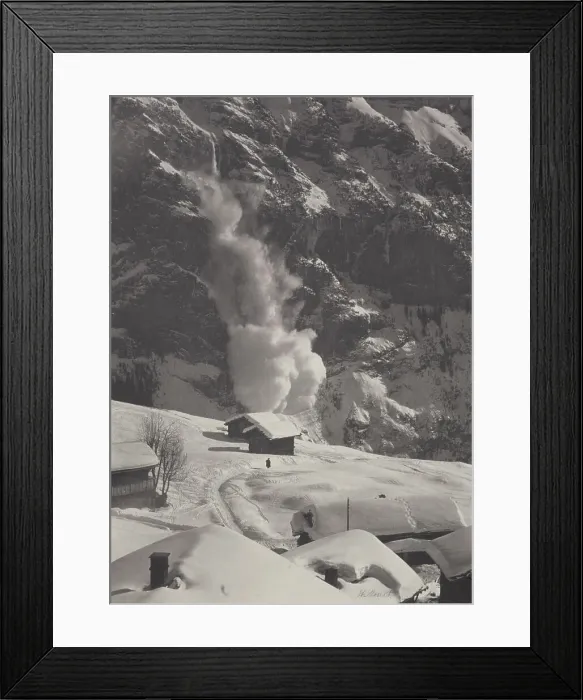 Framed Print : An avalanche, Swiss Alps, 1920s. Creator: Harry Moult Framed Print : An avalanche, Swiss Alps, 1920s. Creator: Harry Moult