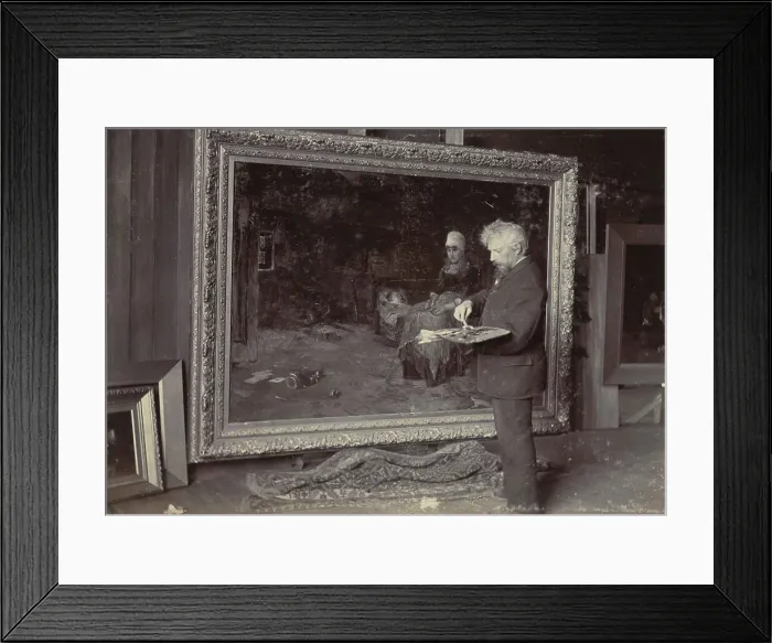 Framed Print : Petrus van der Velden at work, 1890s. Creator: Unknown