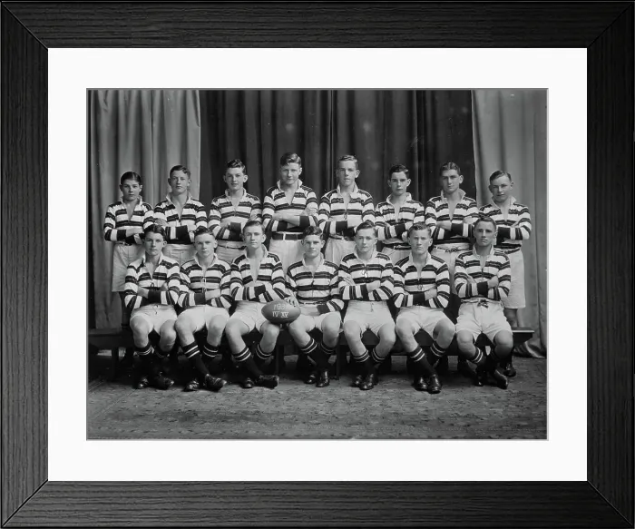 Framed Print : New Plymouth Boys High School Fourth Fifteen rugby team, 1931. Creator: William Oakley Framed Print : New Plymouth Boys High School Fourth Fifteen rugby team, 1931. Creator: William Oakley