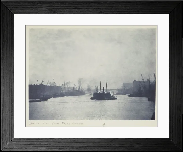 Framed Print : London pool from Tower Bridge. From the album: Photograph album - London, 1920s. Creator: Harry Moult Framed Print : London pool from Tower Bridge. From the album: Photograph album - London, 1920s. Creator: Harry Moult