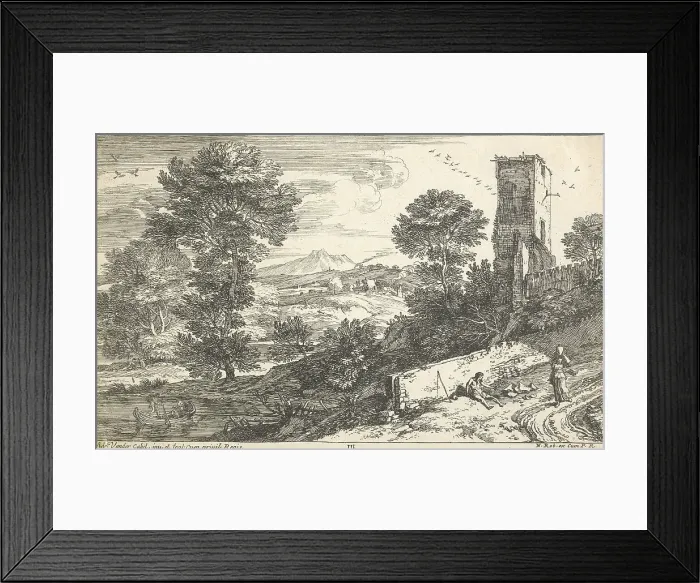 Framed Print : Landscapes IV. Beggar, 1660-1700. Creator: Adriaan van der Cabel Framed Print : Landscapes IV. Beggar, 1660-1700. Creator: Adriaan van der Cabel