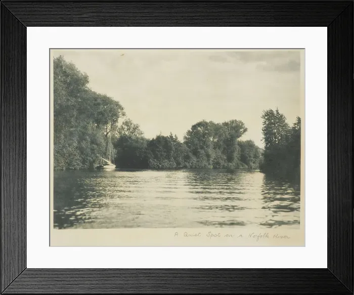 Framed Print : A quiet spot on a Norfolk river. From the album: Photograph album - England, 1920s. Creator: Harry Moult Framed Print : A quiet spot on a Norfolk river. From the album: Photograph album - England, 1920s. Creator: Harry Moult