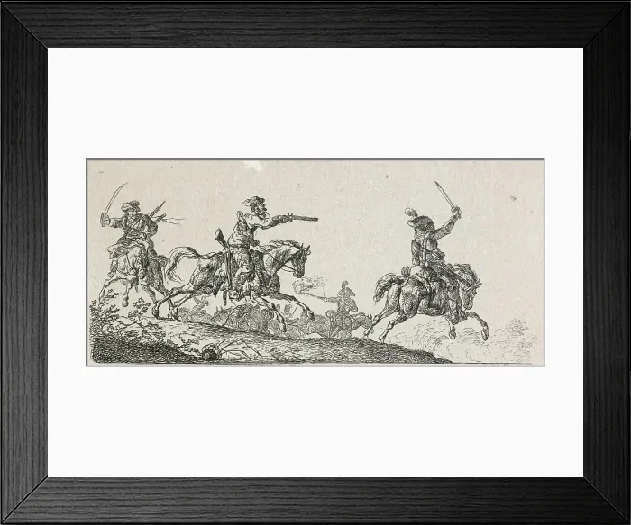 Framed Print : A cavalry fight, c. 1814. Creator: Christian David Gebauer