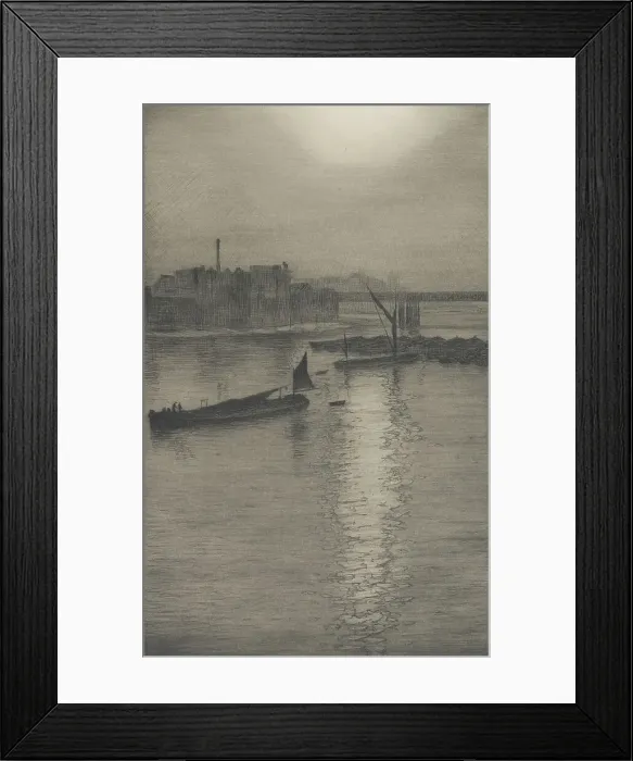 Framed Print : From Waterloo Bridge: Sun bursting through fog, c. 1924-27. Creator: CRW Nevinson Framed Print : From Waterloo Bridge: Sun bursting through fog, c. 1924-27. Creator: CRW Nevinson