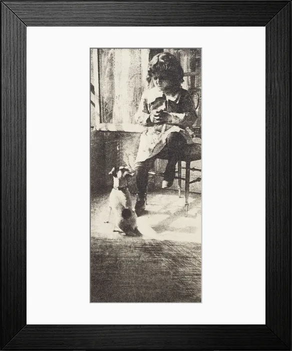 Framed Print : Jack and his dog, 1902. From the portfolio: Robert Demachy, c1902-1914. Creator: Robert Demachy Framed Print : Jack and his dog, 1902. From the portfolio: Robert Demachy, c1902-1914. Creator: Robert Demachy