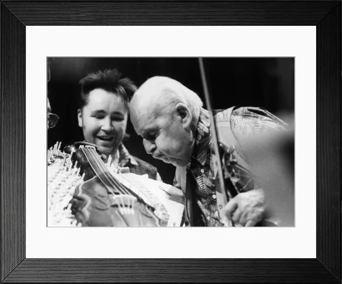 Framed Print : Stephane Grappelli, Nigel Kennedy; Barbican, London, 1994. Creator: Brian Foskett Framed Print : Stephane Grappelli, Nigel Kennedy; Barbican, London, 1994. Creator: Brian Foskett