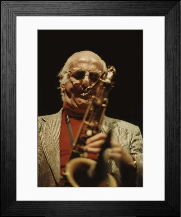 Framed Print : Ronnie Scott playing with his Quintet, Norwich Jazz Festival, England, 1991. Creator: Brian Foskett Framed Print : Ronnie Scott playing with his Quintet, Norwich Jazz Festival, England, 1991. Creator: Brian Foskett