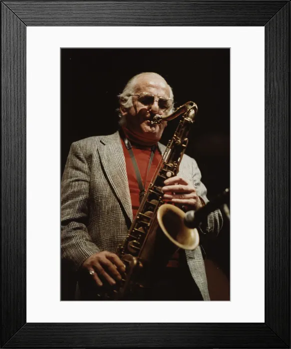 Framed Print : Ronnie Scott playing with his Quintet, Norwich Jazz Festival, England, 1991. Creator: Brian Foskett Framed Print : Ronnie Scott playing with his Quintet, Norwich Jazz Festival, England, 1991. Creator: Brian Foskett