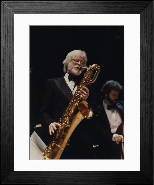 Framed Print : Gerry Mulligan, Barbican, London, 1989. Creator: Brian Foskett Framed Print : Gerry Mulligan, Barbican, London, 1989. Creator: Brian Foskett