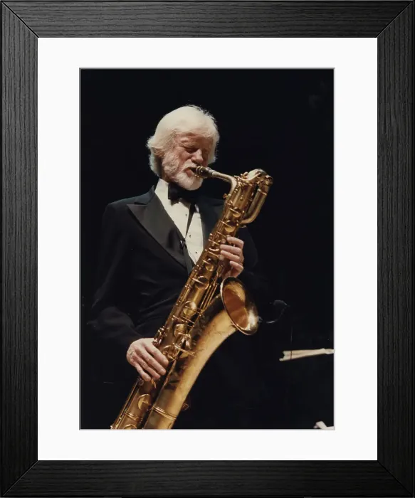 Framed Print : Gerry Mulligan, Barbican, London, 1989. Creator: Brian Foskett Framed Print : Gerry Mulligan, Barbican, London, 1989. Creator: Brian Foskett