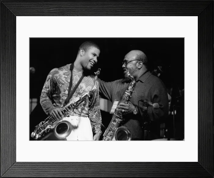 Framed Print : David Sanchez and James Moody, North Sea Jazz Festival, The Hague, the Netherlands, 1998. Creator: Brian Foskett Framed Print : David Sanchez and James Moody, North Sea Jazz Festival, The Hague, the Netherlands, 1998. Creator: Brian Foskett