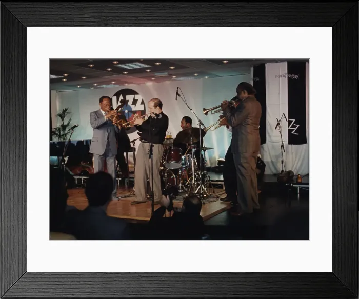 Framed Print : Harry Sweets Edison, Clark Terry, Lew Soloff and Alvin Queen, Jazz Inn Party, Nordwijk, 1989. Creator: Brian Foskett Framed Print : Harry Sweets Edison, Clark Terry, Lew Soloff and Alvin Queen, Jazz Inn Party, Nordwijk, 1989. Creator: Brian Foskett