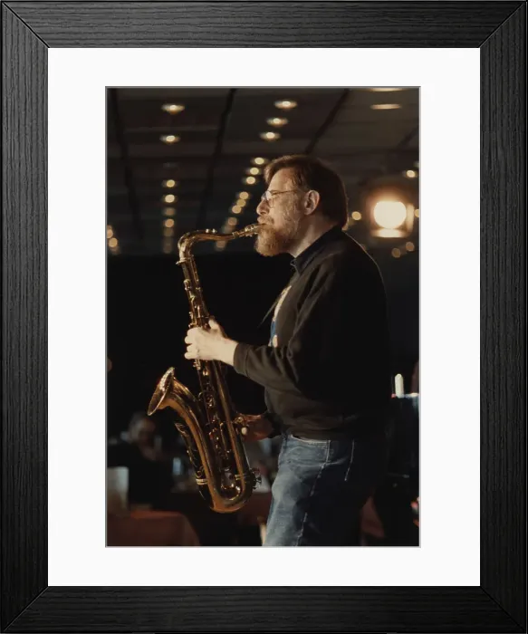 Framed Print : Lew Tabackin, Jazz Inn Party, Nordwijk, Netherlands, 1989. Creator: Brian Foskett Framed Print : Lew Tabackin, Jazz Inn Party, Nordwijk, Netherlands, 1989. Creator: Brian Foskett
