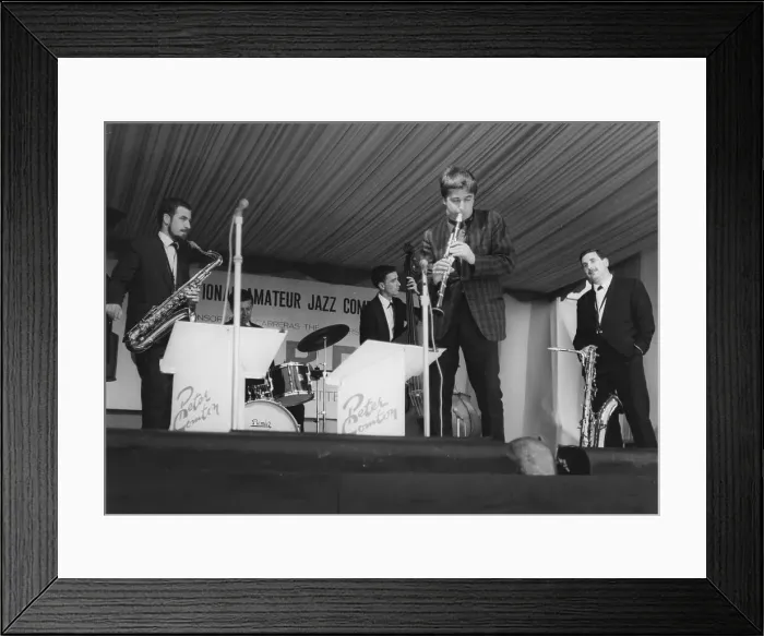 Framed Print : Tony Coe, Joe Temperley, Pete Blannin, Danny Moss, Eddie Taylor, Richmond Jazz Festival, 1963. Creator: Brian Foskett Framed Print : Tony Coe, Joe Temperley, Pete Blannin, Danny Moss, Eddie Taylor, Richmond Jazz Festival, 1963. Creator: Brian Foskett