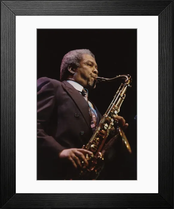 Framed Print : Frank Foster, Count Basie Band, Dominion Theatre, London, 1990. Creator: Brian Foskett Framed Print : Frank Foster, Count Basie Band, Dominion Theatre, London, 1990. Creator: Brian Foskett