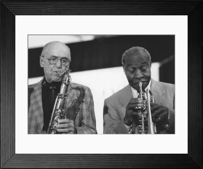 Framed Print : Flip Phillips and Joe Wilder, The March of Jazz, Clearwater Beach, Florida, 1997. Creator: Brian Foskett Framed Print : Flip Phillips and Joe Wilder, The March of Jazz, Clearwater Beach, Florida, 1997. Creator: Brian Foskett