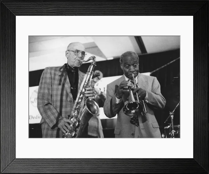 Framed Print : Flip Phillips and Joe Wilder, The March of Jazz, Clearwater Beach, Florida, 1997. Creator: Brian Foskett Framed Print : Flip Phillips and Joe Wilder, The March of Jazz, Clearwater Beach, Florida, 1997. Creator: Brian Foskett