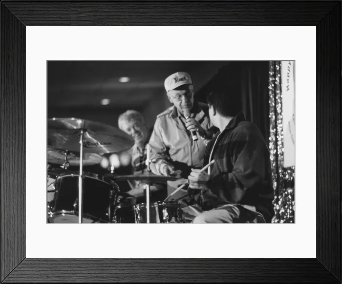 Framed Print : Flip Phillips, Butch Miles, Joe Ascione, The March of Jazz, Clearwater Beach, Florida, 2000. Creator: Brian Foskett Framed Print : Flip Phillips, Butch Miles, Joe Ascione, The March of Jazz, Clearwater Beach, Florida, 2000. Creator: Brian Foskett