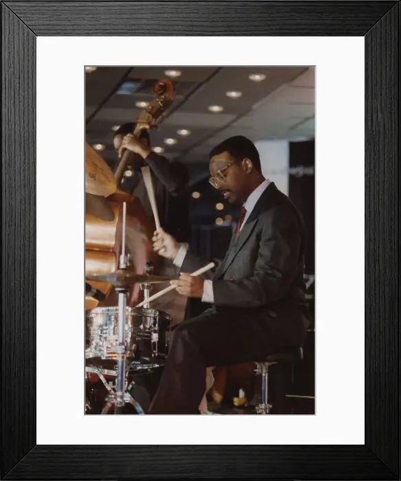 Framed Print : Tony Reedus, Jazz Inn Party, Nordwijk, Netherlands, 1989. Creator: Brian Foskett Framed Print : Tony Reedus, Jazz Inn Party, Nordwijk, Netherlands, 1989. Creator: Brian Foskett