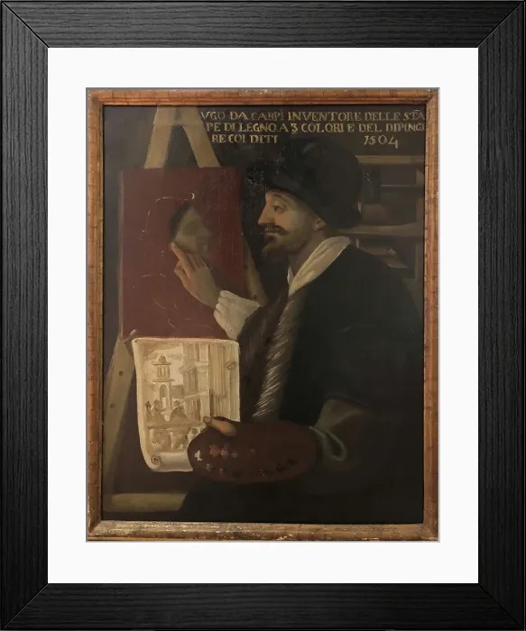Framed Print : Portrait of Ugo da Carpi (1480-1532), 1783-1791. Creator: Montanari (Il Postetta); Antonio (active second half of the 18th cen.) Framed Print : Portrait of Ugo da Carpi (1480-1532), 1783-1791. Creator: Montanari (Il Postetta); Antonio (active second half of the 18th cen.)