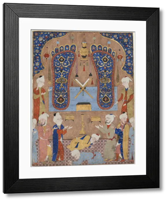 Framed Print : Scene in a mosque. From Falnama (Book of Omens) by Shah Tahmasp I. c1550-1560. Creator: Anonymous () Framed Print : Scene in a mosque. From Falnama (Book of Omens) by Shah Tahmasp I. c1550-1560. Creator: Anonymous ()