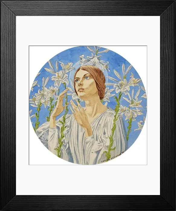 Framed Print : Vierge aux lys (Madonna of the lilies), 1895. Creator: Schwabe; Carlos (1866-1926) Framed Print : Vierge aux lys (Madonna of the lilies), 1895. Creator: Schwabe; Carlos (1866-1926)