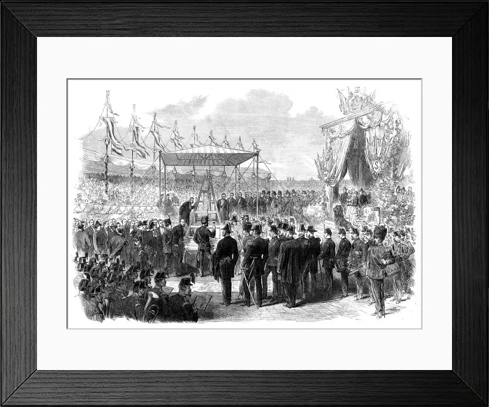 Framed Print : The King of Holland laying the foundation-stone of the Amsterdam ship-canal locks, 1870. Creator: Unknown Framed Print : The King of Holland laying the foundation-stone of the Amsterdam ship-canal locks, 1870. Creator: Unknown