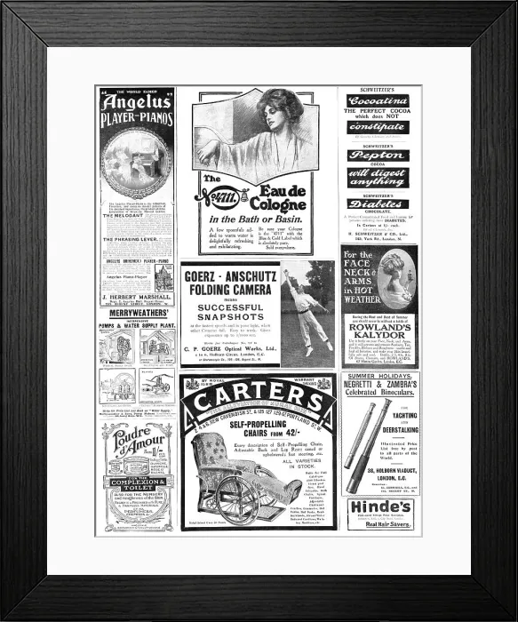 Framed Print : Page of advertisements, 1909. Creator: Unknown Framed Print : Page of advertisements, 1909. Creator: Unknown