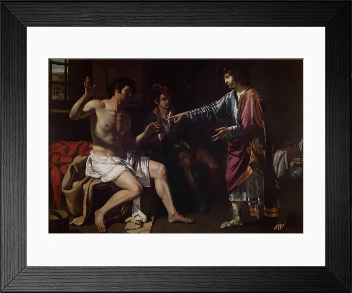 Framed Print : Joseph interpreting the dreams of the baker and the butler, 1615-1616. Creator: Guerrieri; Giovanni Francesco (1589-1657) Framed Print : Joseph interpreting the dreams of the baker and the butler, 1615-1616. Creator: Guerrieri; Giovanni Francesco (1589-1657)