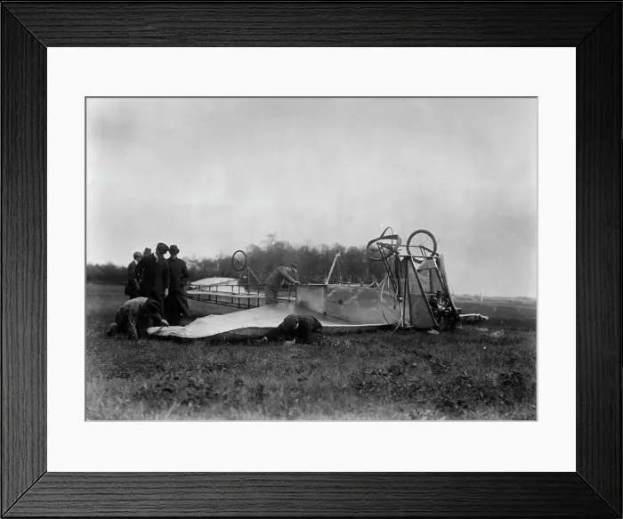 Framed Print : Moissant Machine wrecked, 1910. Creator: Bain News Service Framed Print : Moissant Machine wrecked, 1910. Creator: Bain News Service