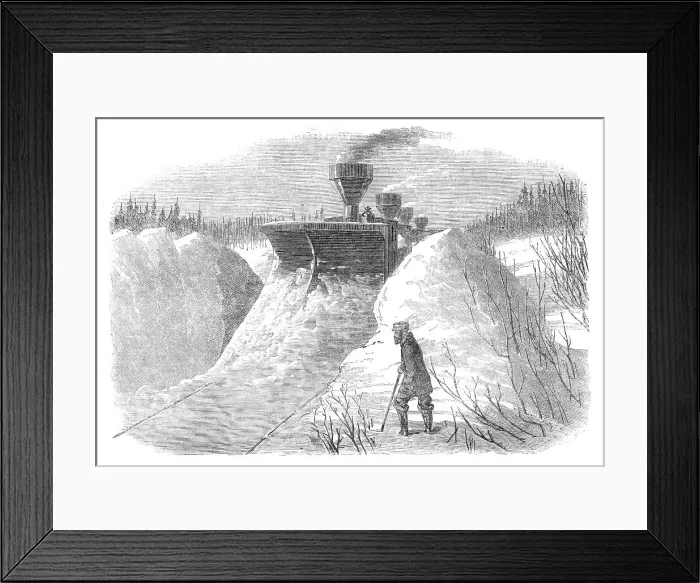 Framed Print : Snow-Plough on the Grand Trunk Railway of Canada, 1870. Creator: Unknown Framed Print : Snow-Plough on the Grand Trunk Railway of Canada, 1870. Creator: Unknown