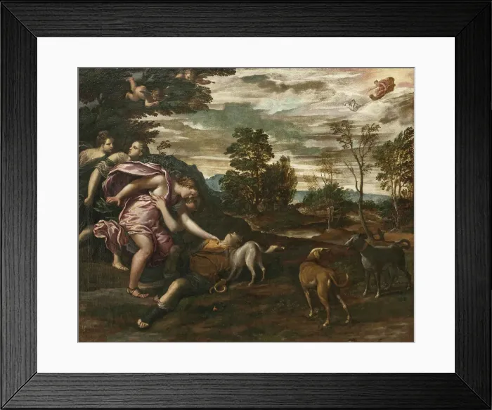 Framed Print : Venus Discovering the Dead Adonis, c1600. Creator: Scarsellino (Scarsella); Ippolito (1551-1620) Framed Print : Venus Discovering the Dead Adonis, c1600. Creator: Scarsellino (Scarsella); Ippolito (1551-1620)