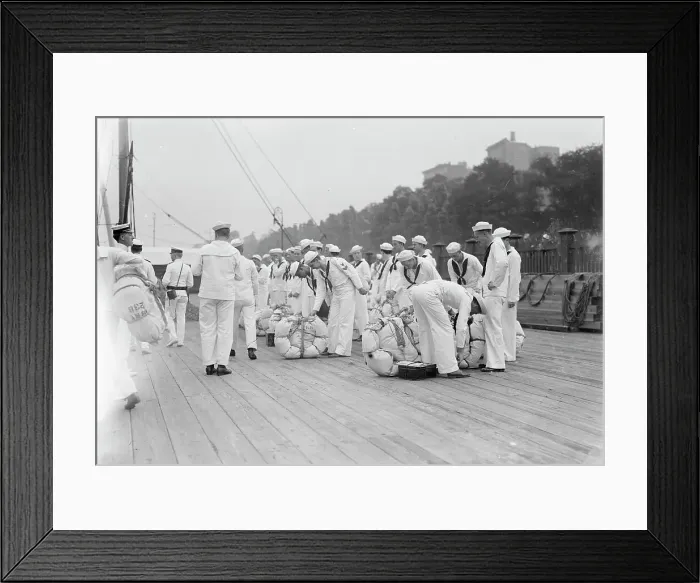 Framed Print : Naval Militia ready to embark, between c1910 and c1915. Creator: Bain News Service