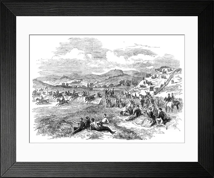 Framed Print : Steeplechase at Punchestown Races, 1870. Creator: Unknown Framed Print : Steeplechase at Punchestown Races, 1870. Creator: Unknown