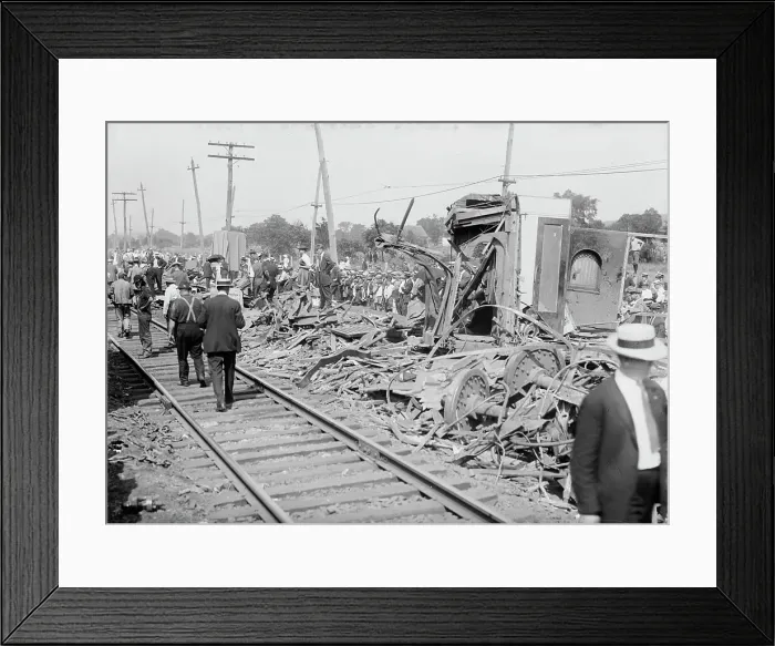 Framed Print : Wreck of Bar Harbor express, 1913. Creator: Bain News Service Framed Print : Wreck of Bar Harbor express, 1913. Creator: Bain News Service
