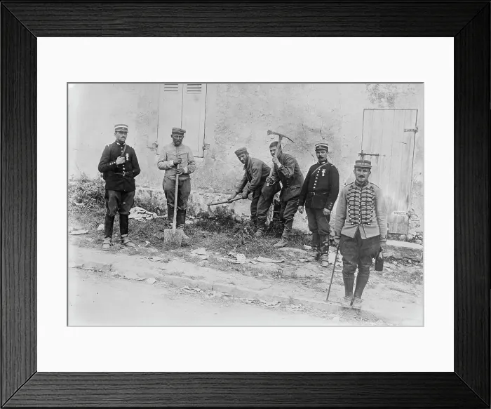 Framed Print : German prisoners at work, near Villeroy, 1914. Creator: Bain News Service Framed Print : German prisoners at work, near Villeroy, 1914. Creator: Bain News Service