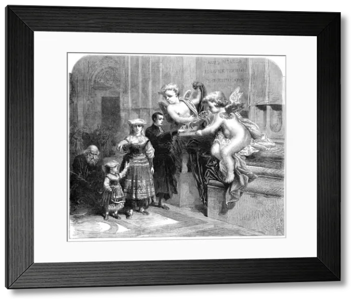 Framed Print : Holy-water font at the entrance to St. Peter's, Rome, 1870. Creator: Unknown Framed Print : Holy-water font at the entrance to St. Peter's, Rome, 1870. Creator: Unknown