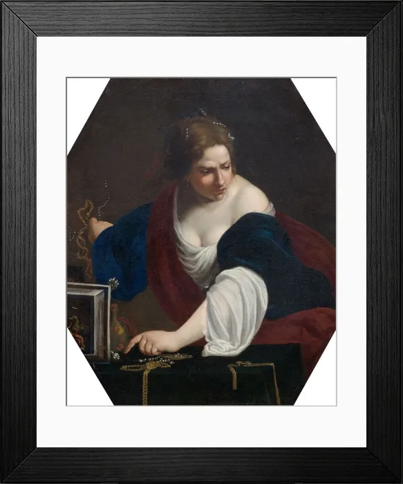 Framed Print : Saint Magdalene, rejecting the symbols of transience, First Half of 17th cen.. Creator: Gentileschi; Artemisia (1598-1653)